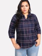 Shein V Neck Cut Checked Top