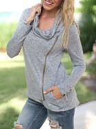 Shein Gray Asymmetrical Jacket With Zipper