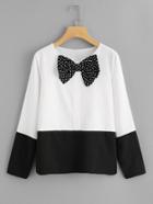 Shein Bow Detail Two Tone Blouse