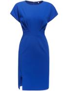 Shein Blue Crew Neck Cap Sleeve Sheath Dress