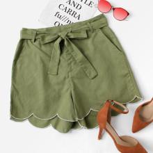 Shein Scallop Hem Knot Shorts