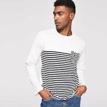 Shein Men Pocket Front Striped Tee