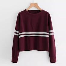 Shein Plus Contrast Striped Sweatshirt