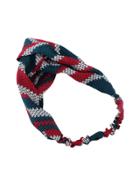Shein Red-green Elastic Colorful Polyester Geometric Print Headbands