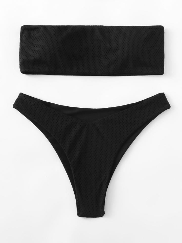 Shein Laser Cut Bandeau Bikini Set