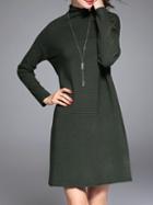 Shein Green Collar Pleated Elastic Dress