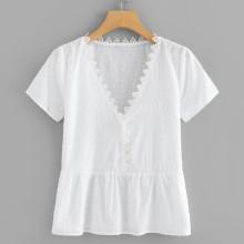 Shein Button Up Half Placket Top