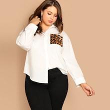 Shein Plus Leopard Pocket Shirt