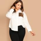 Shein Plus Leopard Pocket Shirt