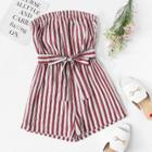 Shein Striped Self Tie Waist Romper