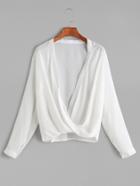 Shein White Long Sleeve Twisted Front Blouse