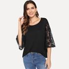 Shein Floral Lace Sleeve Top
