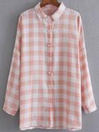 Shein Orange Plaid Button Up Blouse