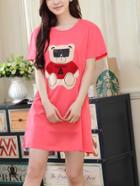 Shein Bear Embroidered Tee Nightdress