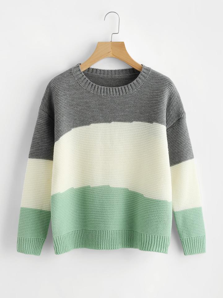 Shein Drop Shoulder Color Block Jumper