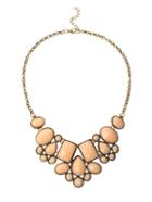 Shein Faux Stone Bib Necklace - Pink