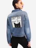 Shein Bleach Wash Graphic Denim Jacket