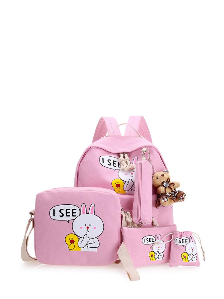 Shein Cartoon Print Combination Bag 4pcs With Bear