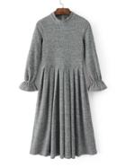 Shein Flute Sleeve Pleated Hem Knit Dress