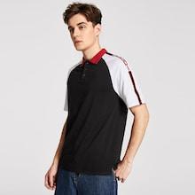 Shein Men Letter Tape Raglan Sleeve Polo Shirt