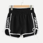 Shein Contrast Binding Lace Up Side Dolphin Shorts