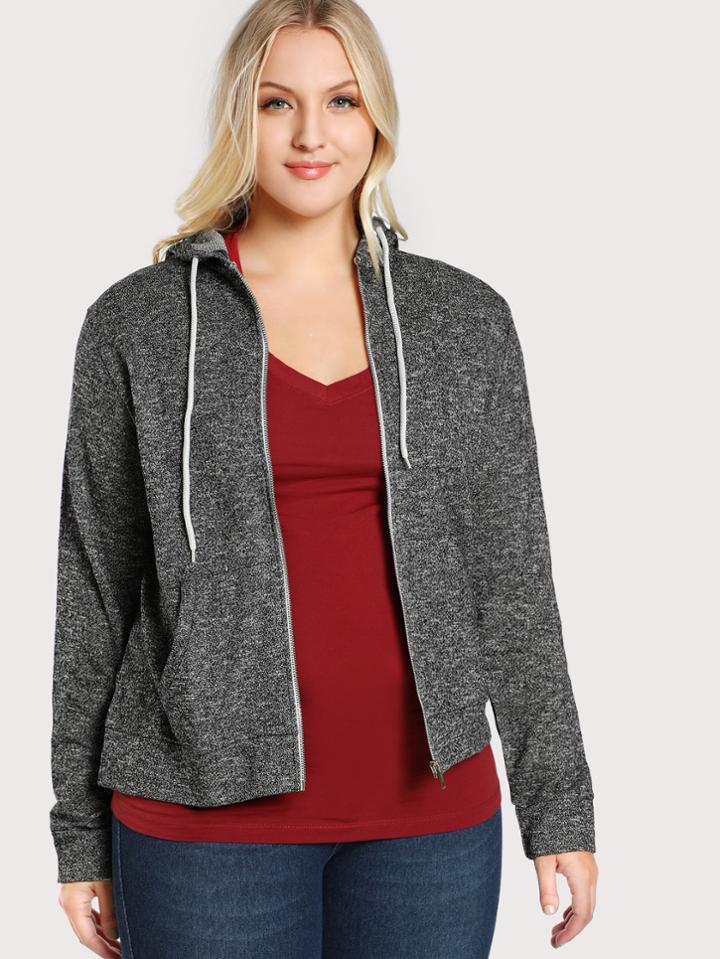 Shein Zip Up Hoodie Terry Sweater Grey