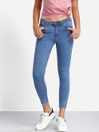 Shein Frayed Light Blue Skinny Ankle Jeans