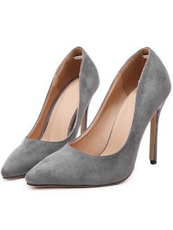 Shein Grey Point Toe Suede High Stiletto Heel Pumps