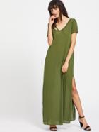 Shein Strappy Scoop Neck Cutout Side Slit Tee Dress