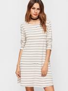 Shein White Striped Long Sleeve Tee Dress