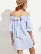 Shein Bardot Bishop Sleeves Cutout Self Tie Back Swimg Dress