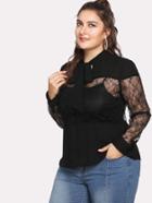 Shein Tie Neck Lace Panel 2 In 1 Top