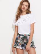 Shein Layered Lettuce Hem Ruffle Trim T-shirt