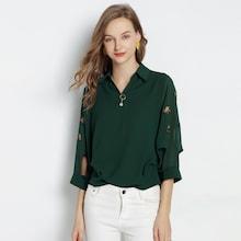Shein Cut Out Button Back Bee Embroidered Shirt