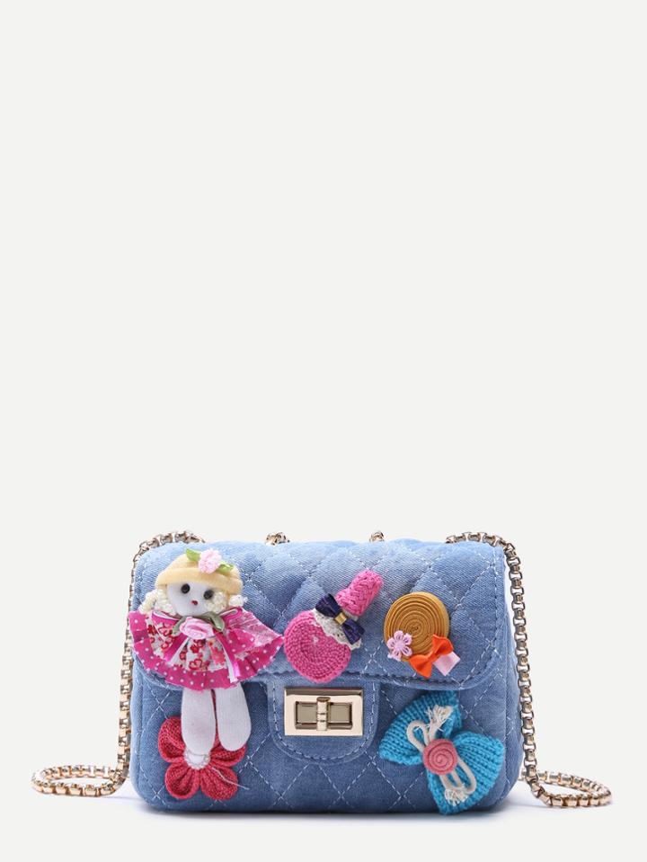 Shein Baby Doll Quilted Denim Box Chain Bag