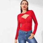 Shein Cut Out Front Ruched Fitted Tee