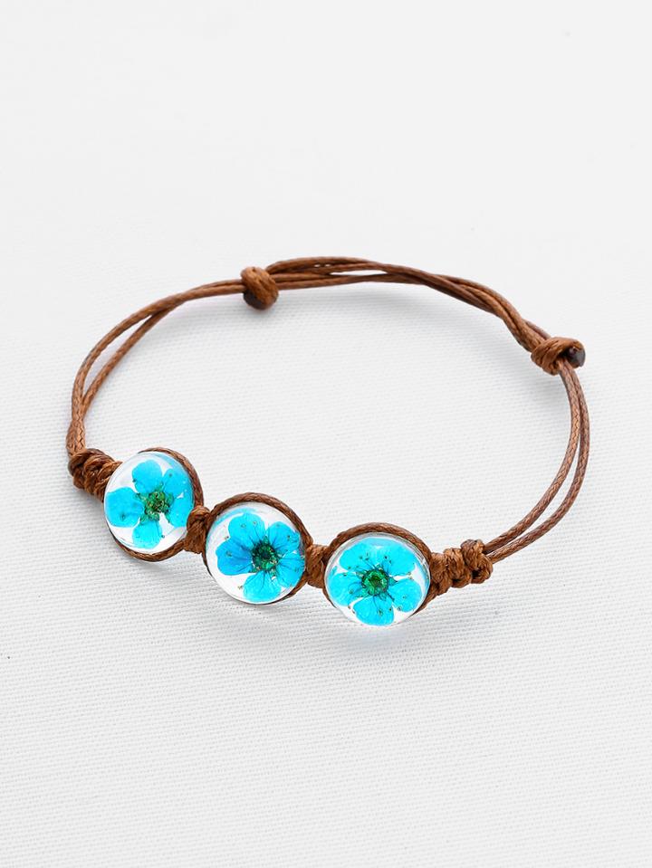 Shein Contrast Glass Flower Knot Bracelet