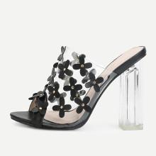 Shein Flower Decorated Block Heeled Sandals