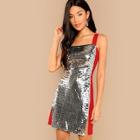 Shein Thick Strap Two Tone Sequin Dress