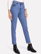 Shein Eyelet Buckle Detail Jeans
