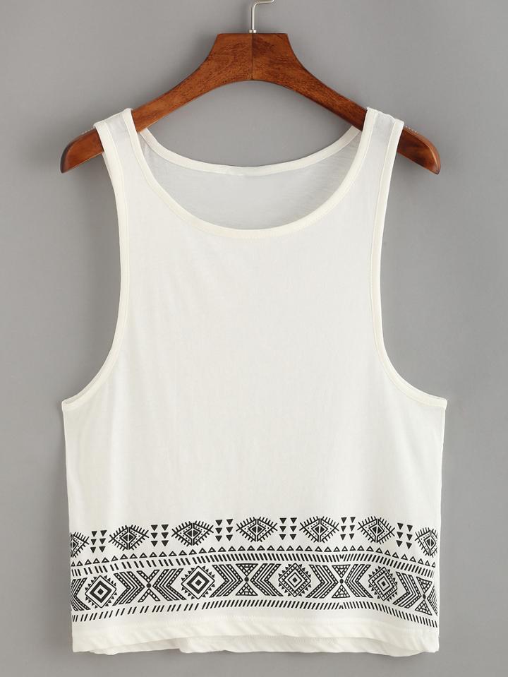 Shein Tribal Print Drop Armhole Tank Top