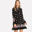 Shein Bell Sleeve Tiered Ruffle Hem Dress