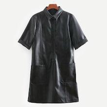 Shein Faux Leather Dual Pocket Dress