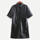 Shein Faux Leather Dual Pocket Dress