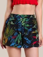 Shein Slanted Pocket Tropical Print Shorts