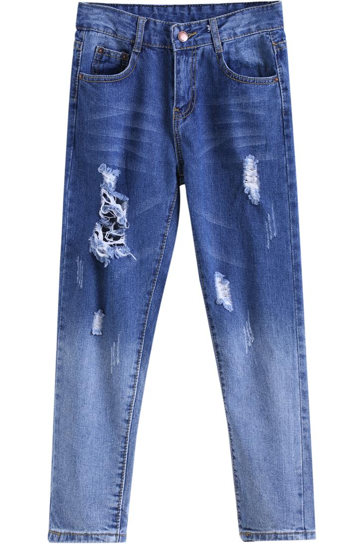 Shein Blue Ombre Ripped Denim Pant