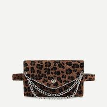 Shein Chain Decor Leopard Pattern Bum Bag