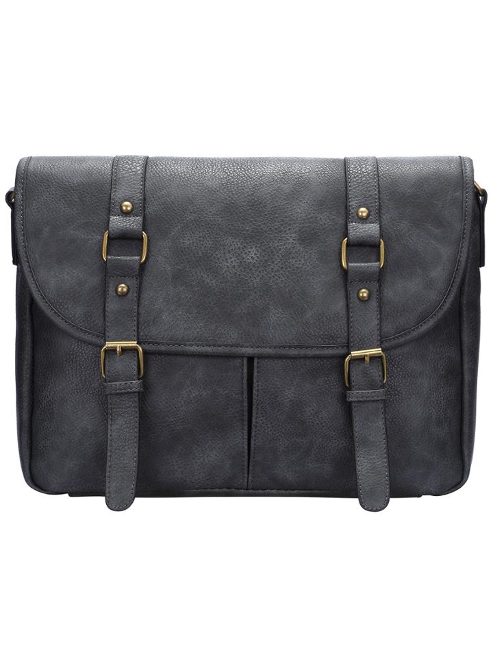 Shein Grey Buckle Magnetic Pu Satchel Bag