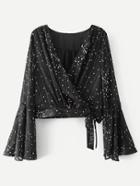 Shein Polka Dot Bell Sleeve Blouse