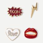 Shein Heart & Lips Design Brooch Set 4pcs